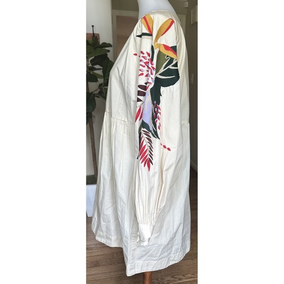 FREE PEOPLE Mini Obsessions Embroidered Dress Ivory Women's Size Large - Picture 4 of 9